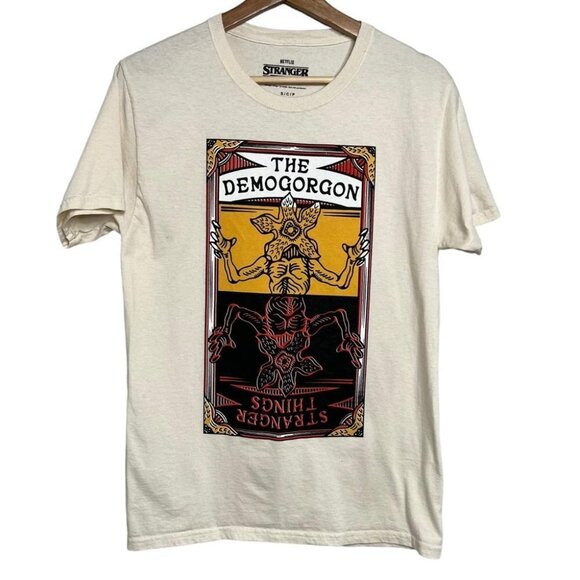 Netflix Mens Size Small Ivory Stranger Things Demogordon Graphic Tee Unisex - Picture 1 of 7